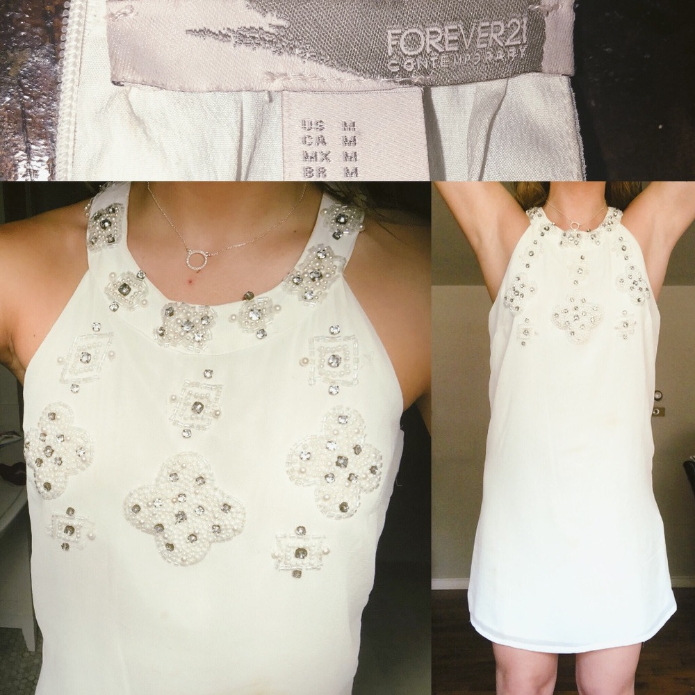 Forever 21 beaded white flowy dress